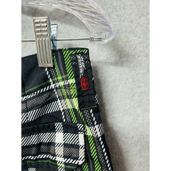 VINTAGE 2010's NO FEAR Board Shorts Swim Trunks Neon Green Black Size 14 - Picture 5 of 5